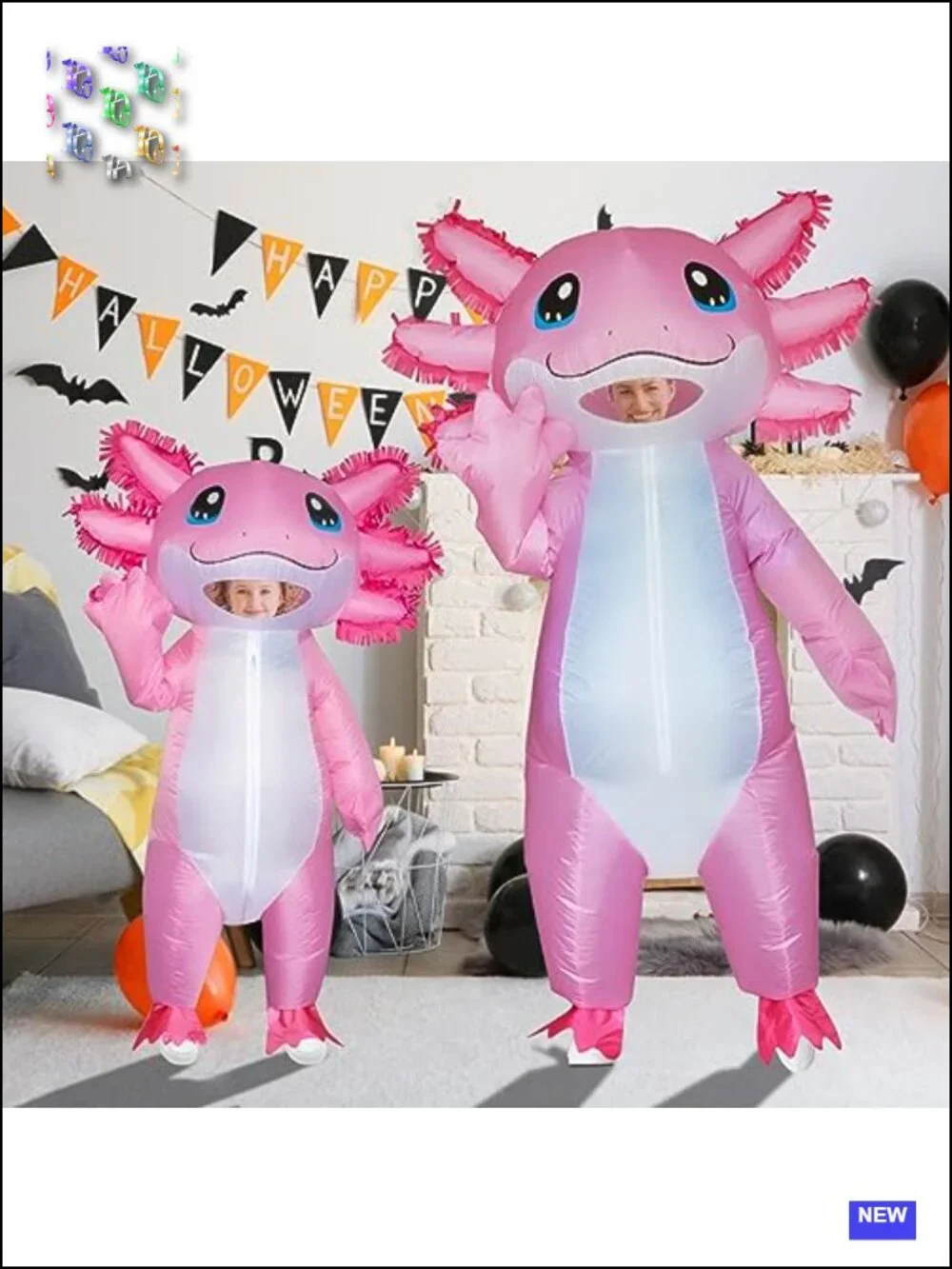 Kids Inflatable Axolotl Costume Halloween Blow Up Cosplay Party Unisex